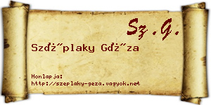 Széplaky Géza névjegykártya